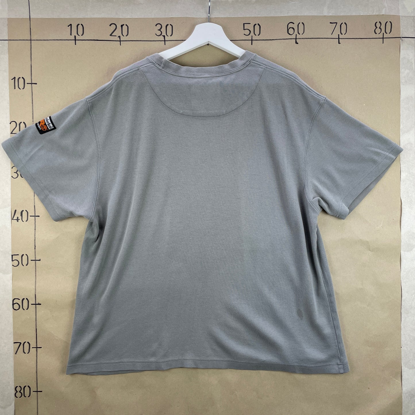 Grå Vintage Timberland Pro Series T-Shirt Med By-Silhuet Print Fra 2000’Erne