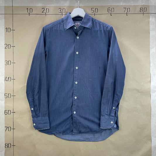 Jens Jakobsen Blå Bomuldsskjorte Med Lange Ærmer