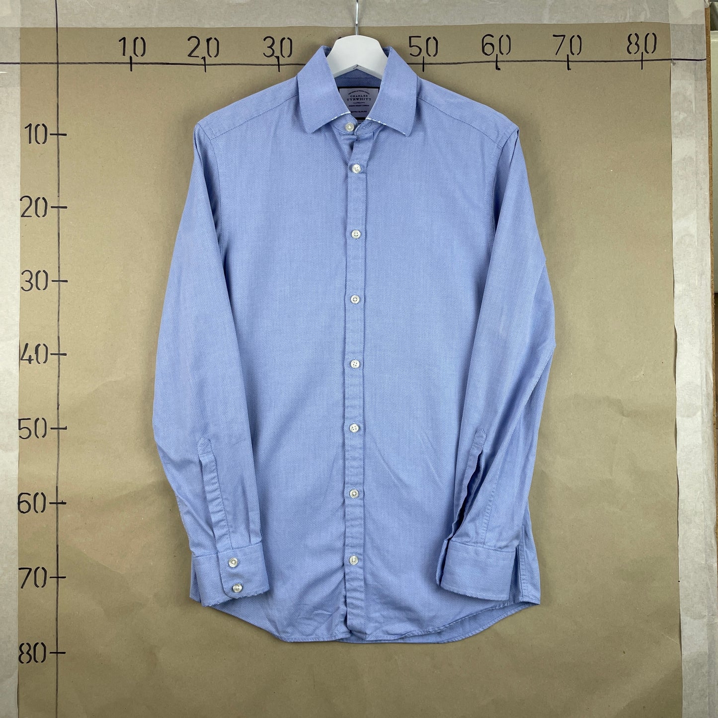 Charles Tyrwhitt Blå Strukturvævet Bomuldsskjorte Extra Slim Fit