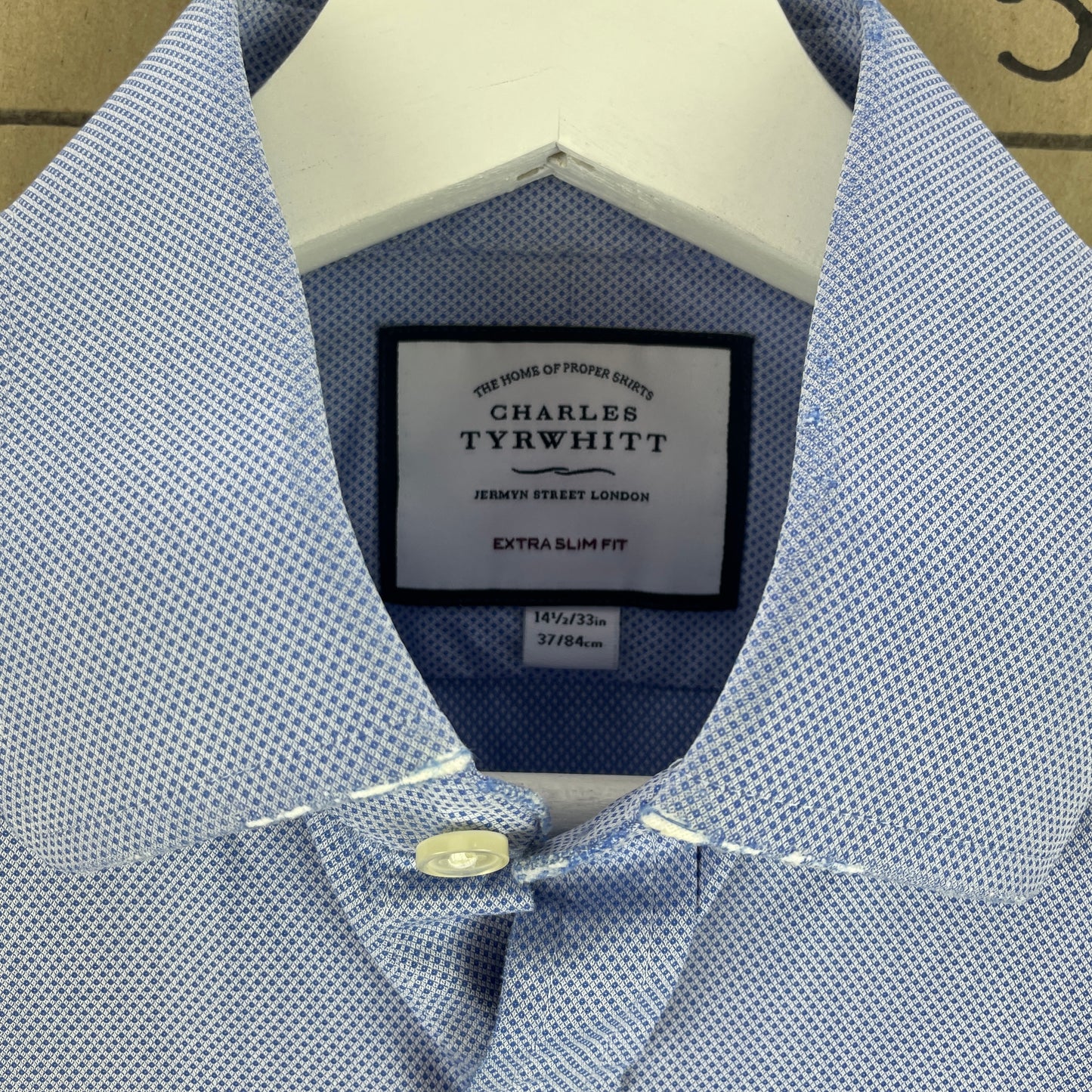 Charles Tyrwhitt Blå Strukturvævet Bomuldsskjorte Extra Slim Fit