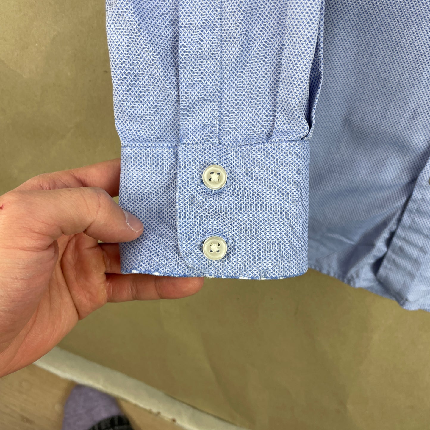 Charles Tyrwhitt Blå Strukturvævet Bomuldsskjorte Extra Slim Fit