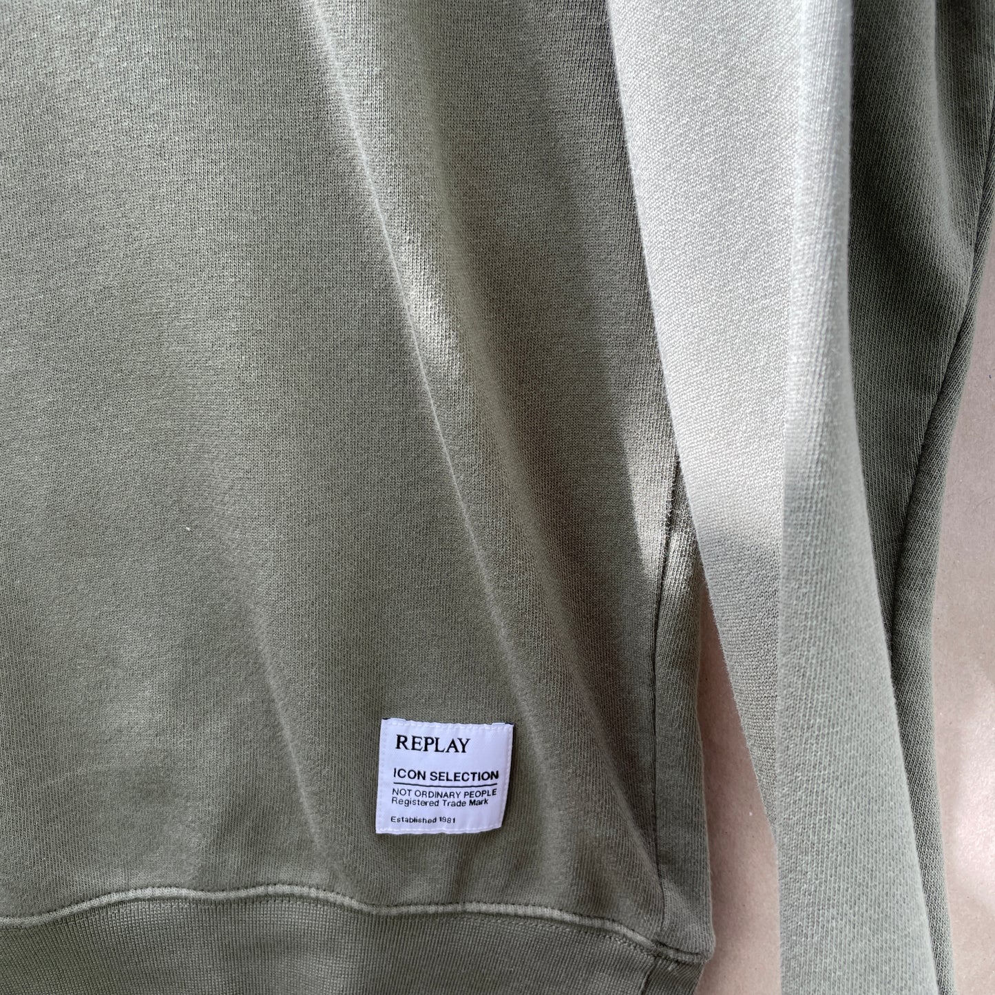 Replay Armygrøn Sweatshirt M Klassisk Basic Med Logo Print