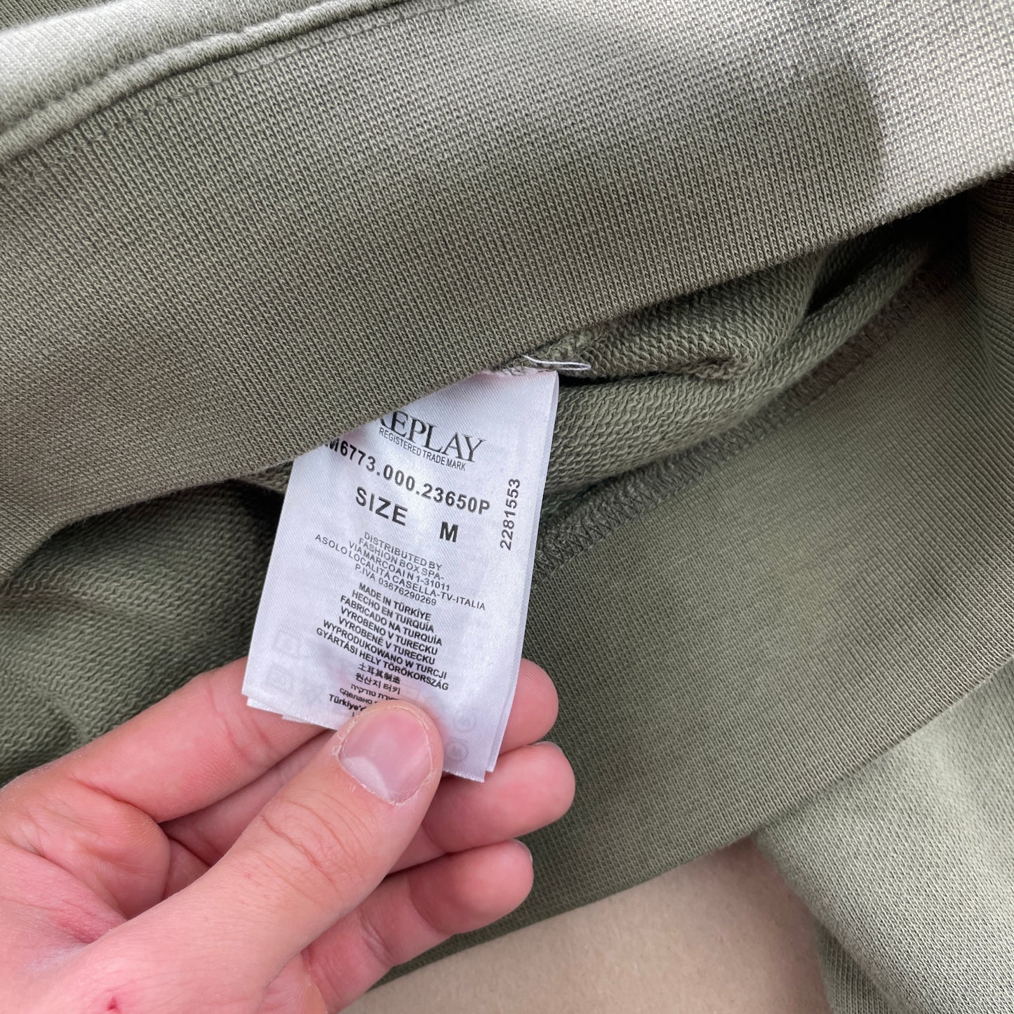 Replay Armygrøn Sweatshirt M Klassisk Basic Med Logo Print