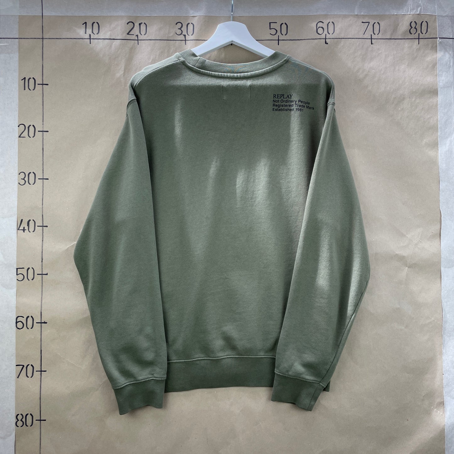 Replay Armygrøn Sweatshirt M Klassisk Basic Med Logo Print