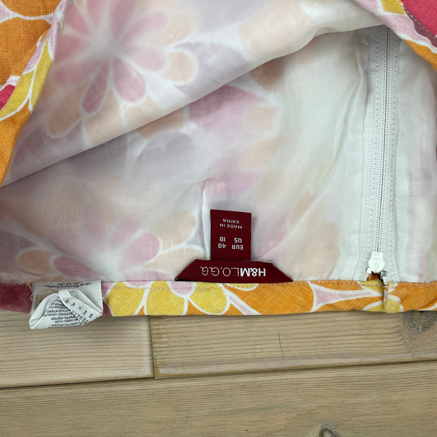 H&M Farverig Blomstret Nederdel 40 Sommer Retro Stil