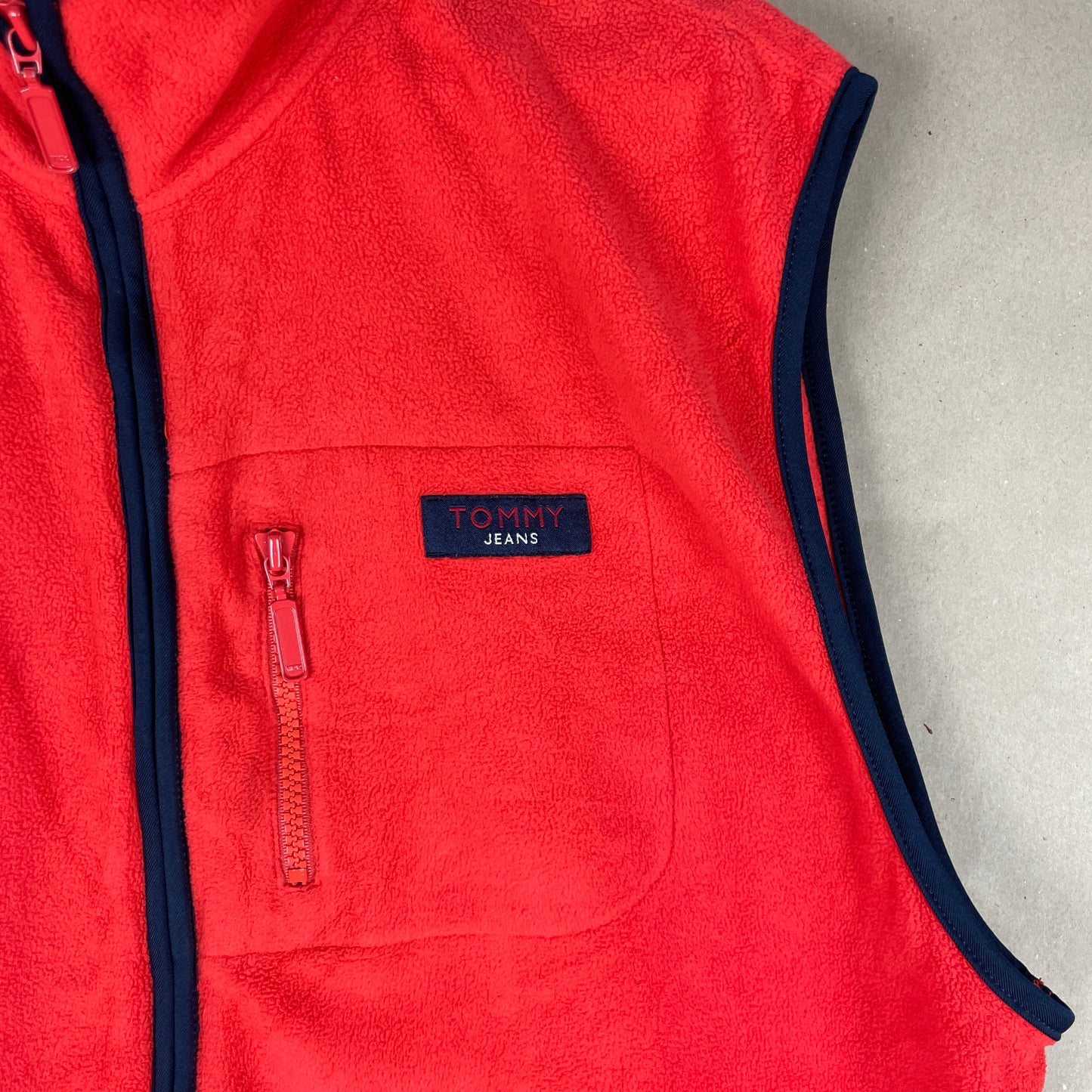 Rød Vintage Tommy Jeans Fleecevest Outdoor Stil