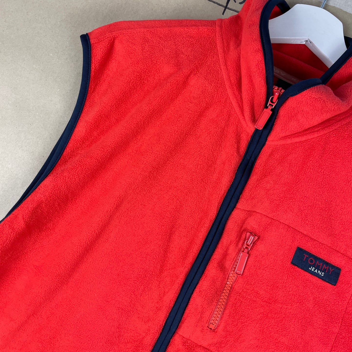 Rød Vintage Tommy Jeans Fleecevest Outdoor Stil