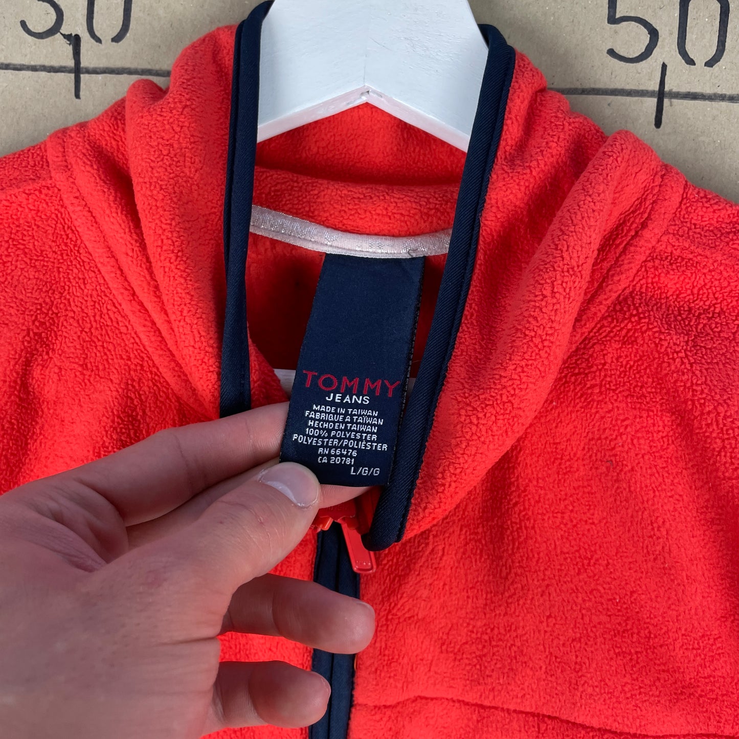 Rød Vintage Tommy Jeans Fleecevest Outdoor Stil