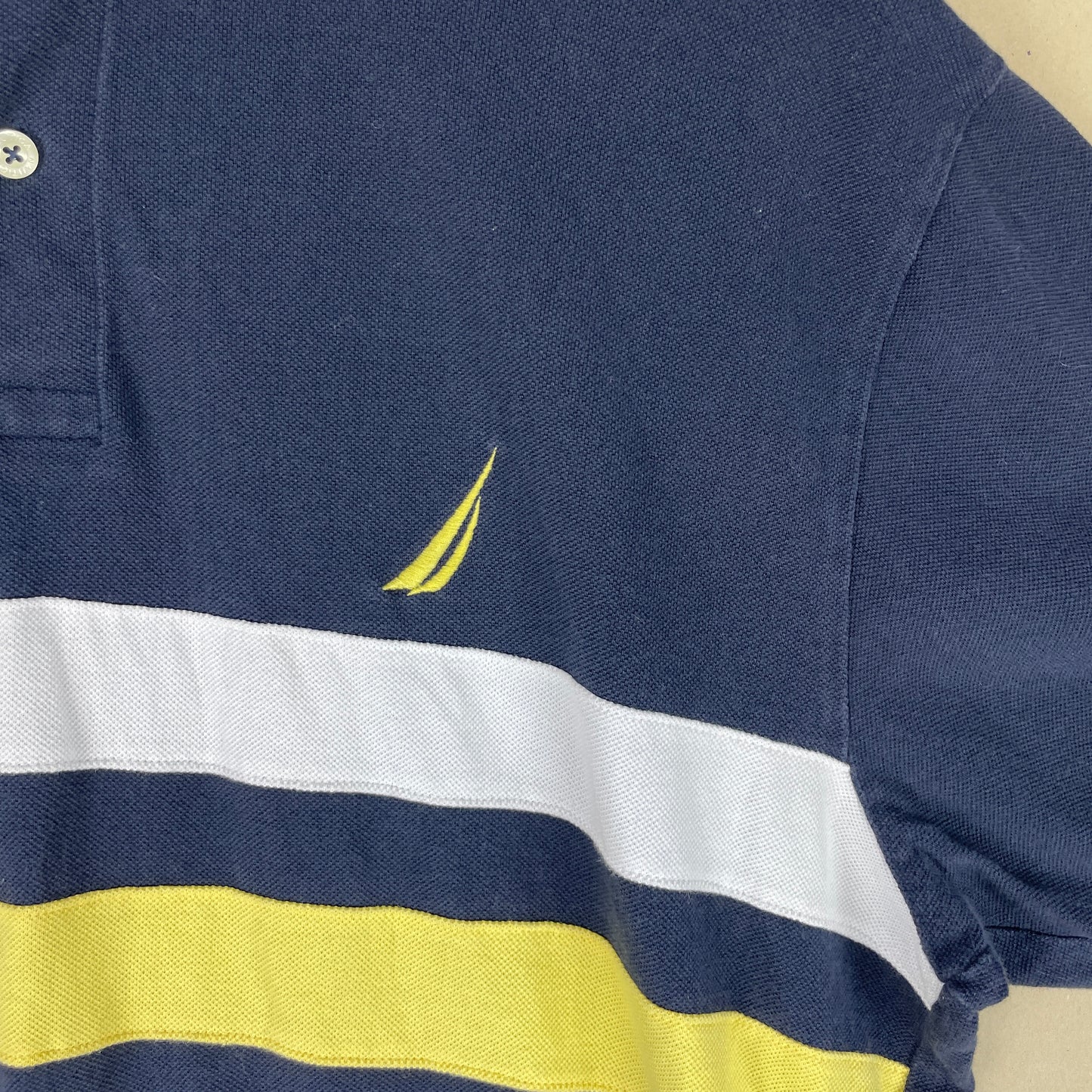 Navy Vintage Nautica Polo Med Striber