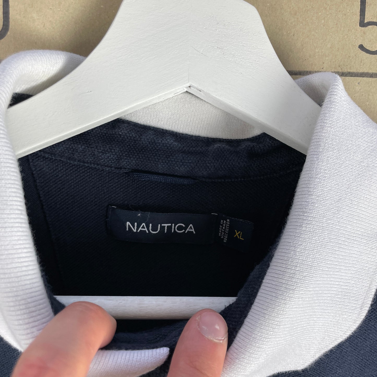 Navy Vintage Nautica Polo Med Striber
