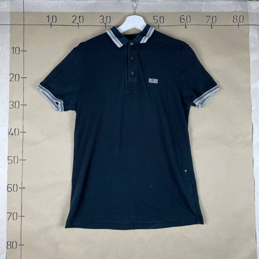 Sort Vintage Hugo Boss Polo Med Kontrastdetaljer