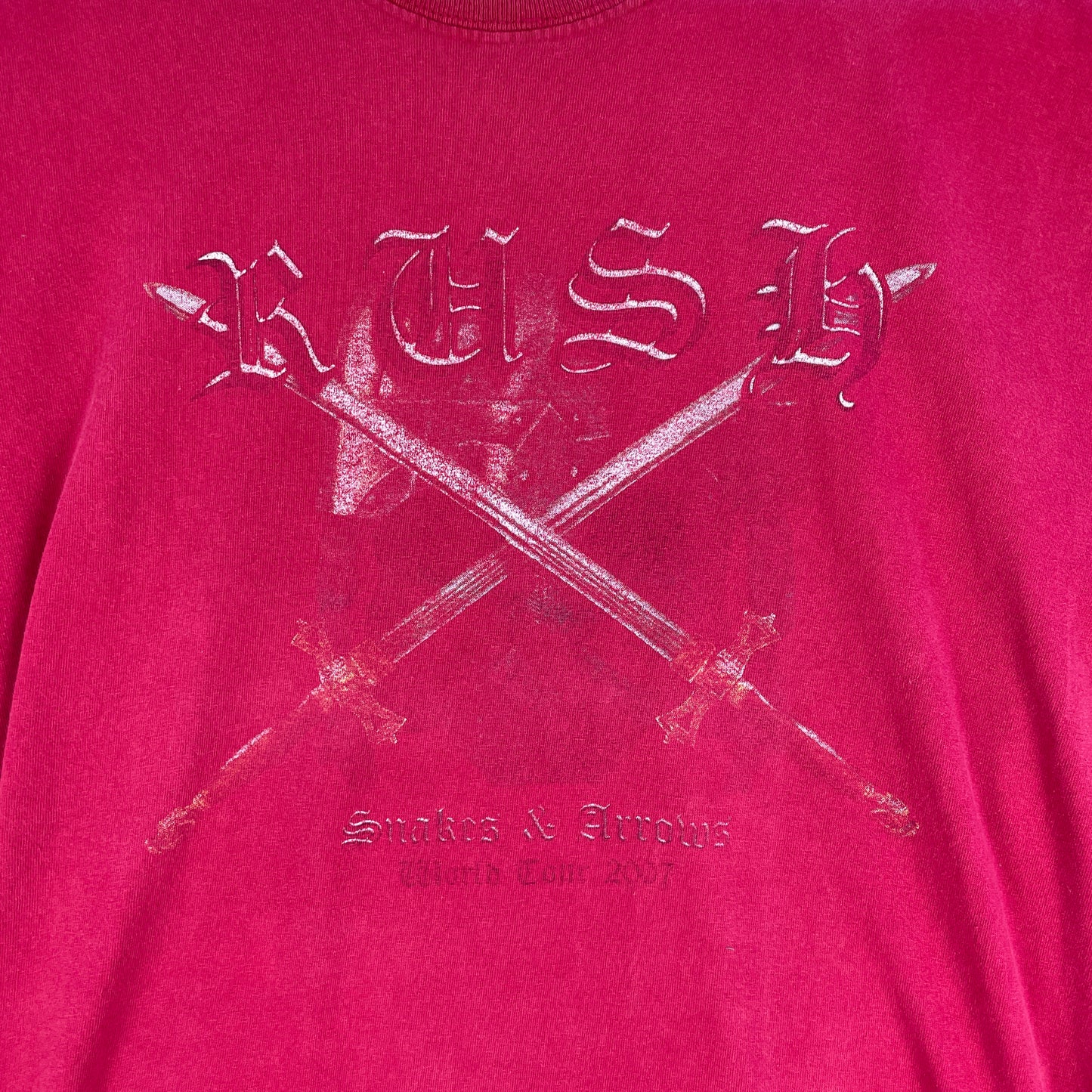 Rød Vintage Rush Snakes & Arrows Tour 2007 T-Shirt Med Rygprint