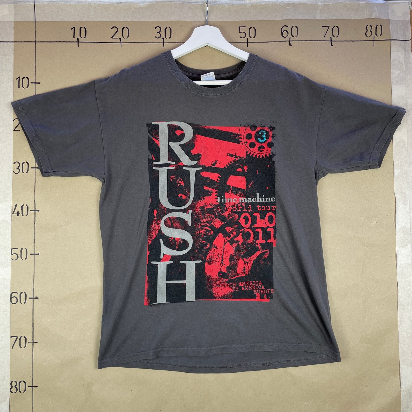 Grå Rush Time Machine World Tour 2010/2011 T-Shirt Med Rygprint