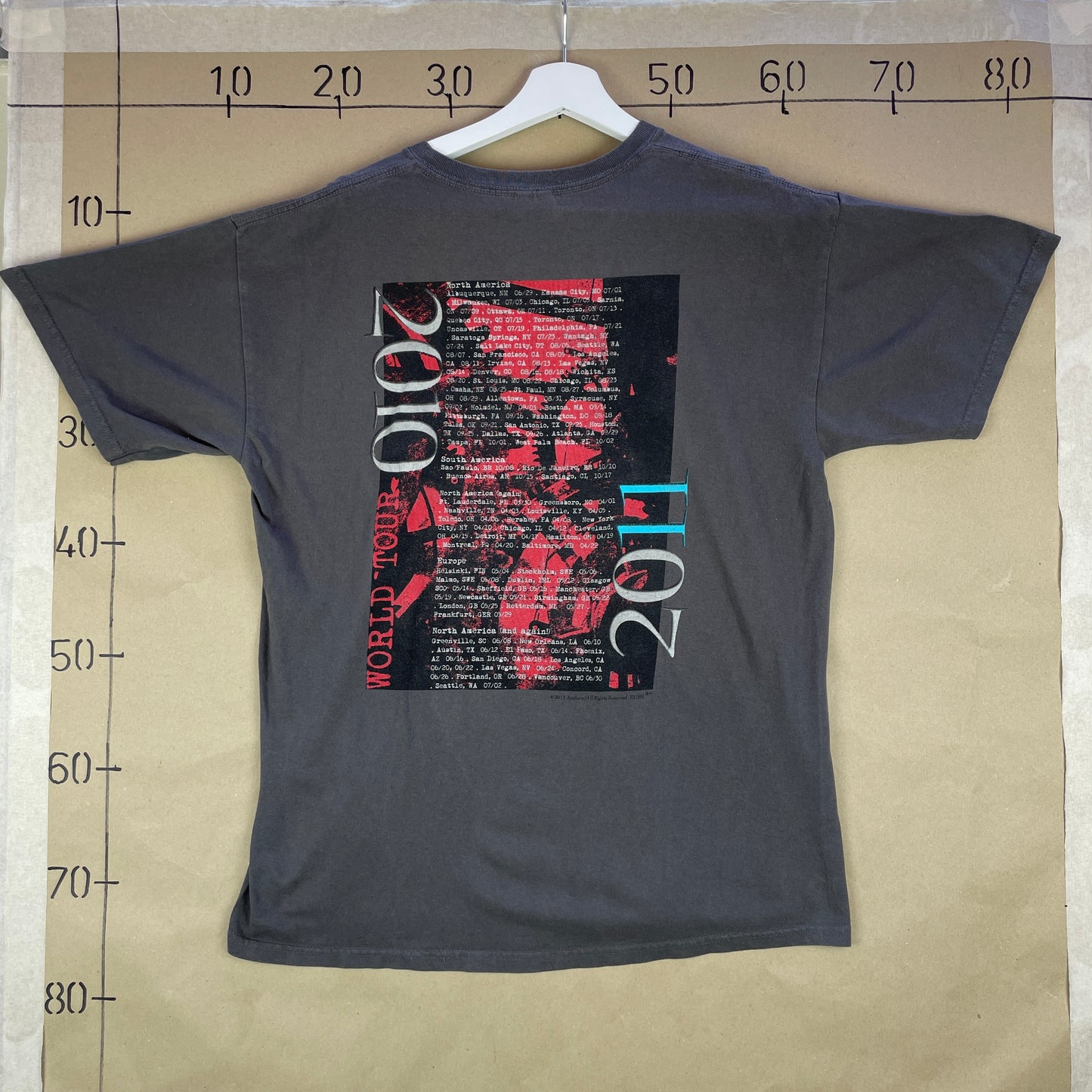 Grå Rush Time Machine World Tour 2010/2011 T-Shirt Med Rygprint