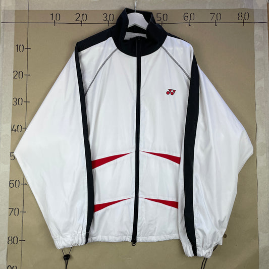 Vintage Yonex Windbreaker Jakke I Hvid, Sort Og Rød