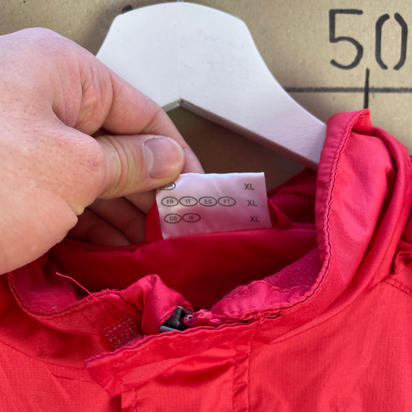 Rød Vintage Windbreaker Jakke Med Reflekser