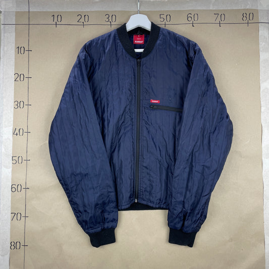 Vintage Mørkeblå Kansas Quiltet Bomberjakke