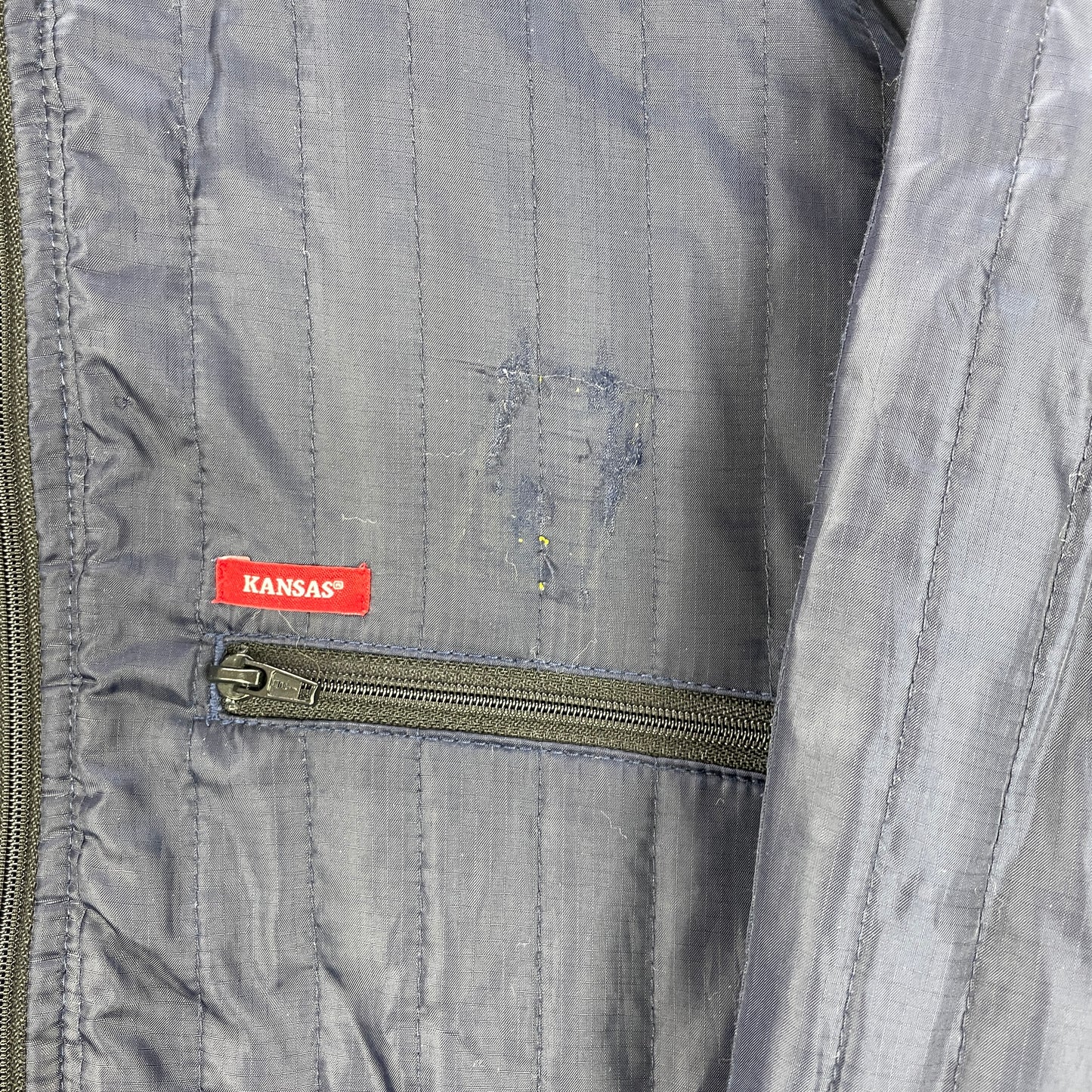 Vintage Mørkeblå Kansas Quiltet Bomberjakke