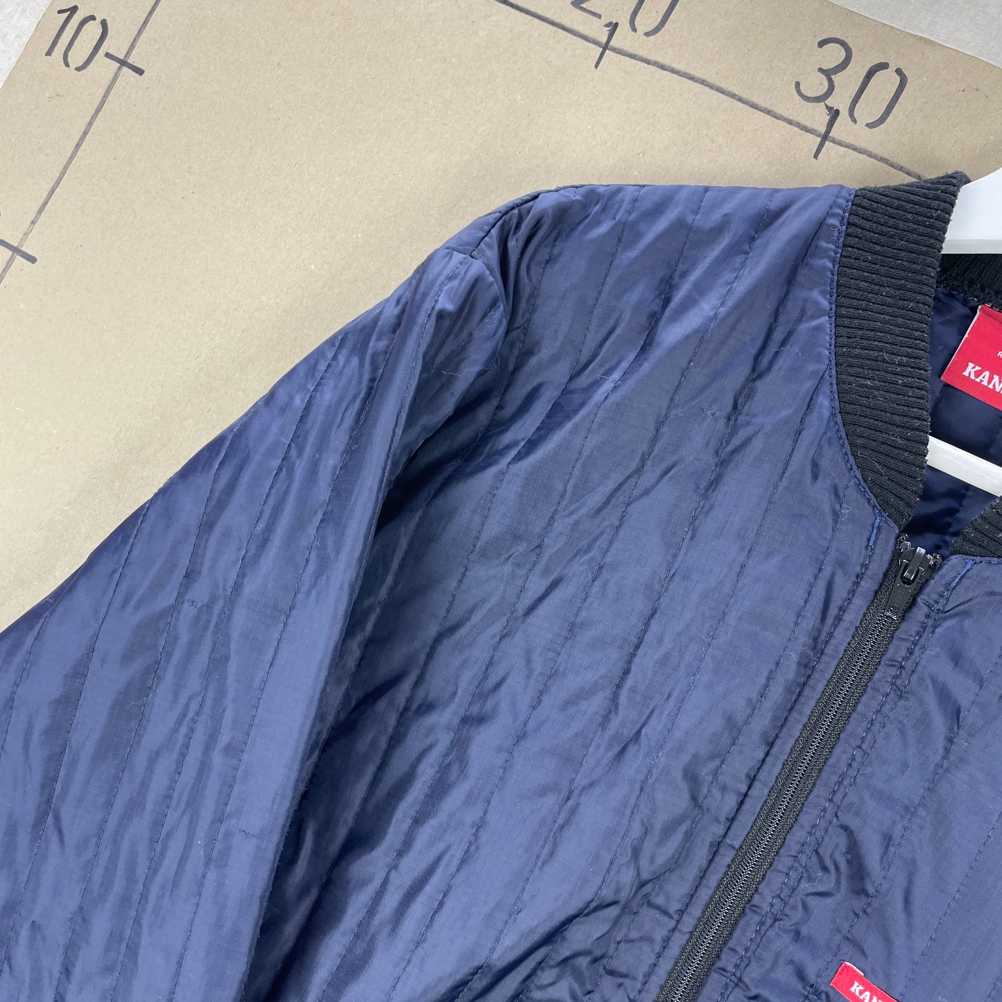 Vintage Mørkeblå Kansas Quiltet Bomberjakke