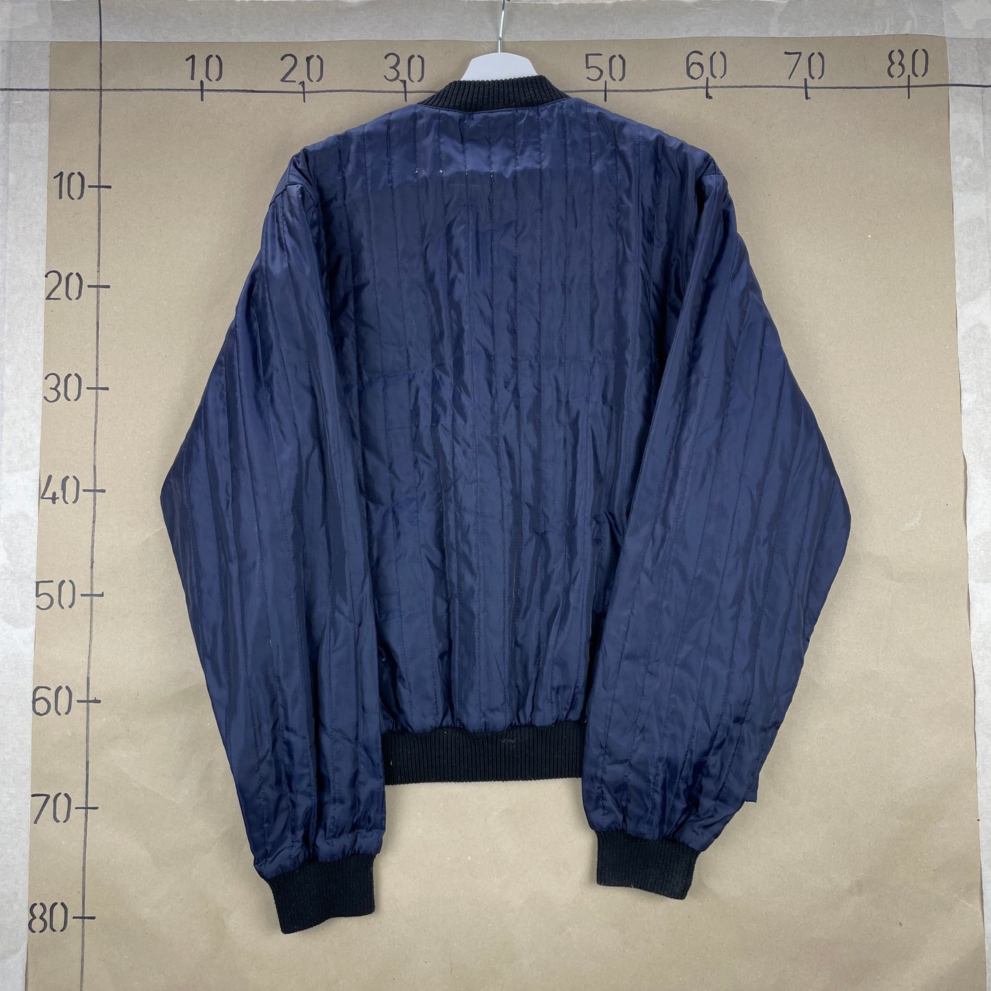 Vintage Mørkeblå Kansas Quiltet Bomberjakke
