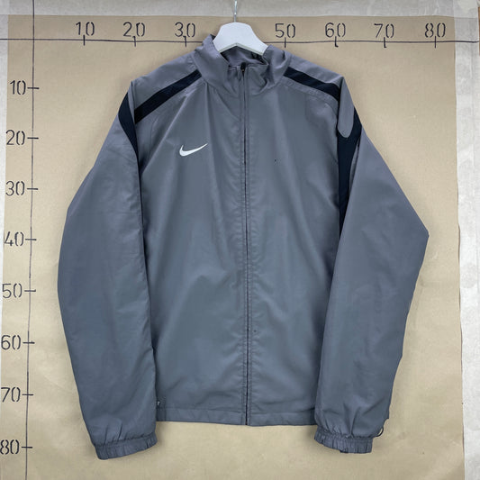 Grå Nike Dri-Fit Træningsjakke Med Hætte Og Sort Kontrastdesign