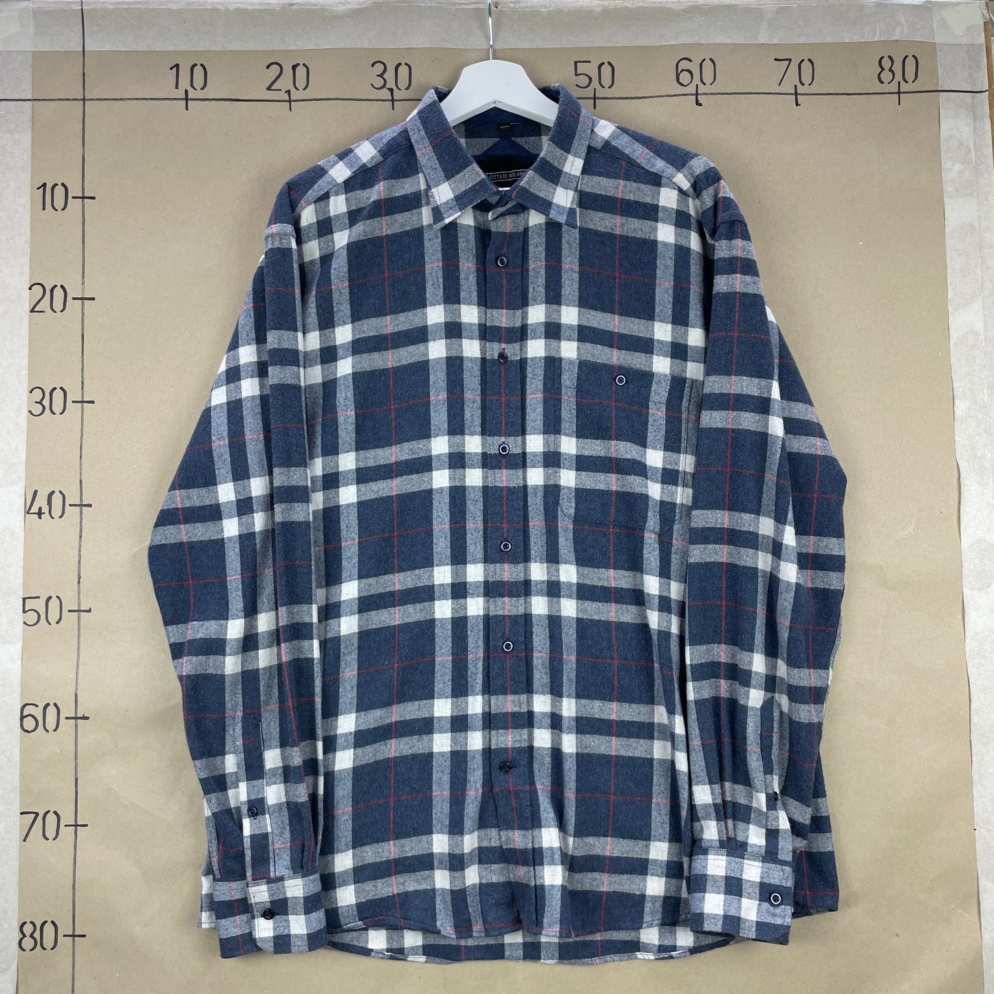 Grå/Hvid Citta Di Milano Skjorte I Børstet Flannel – Klassisk Tern, Blød Kvalitet, Regular Fit