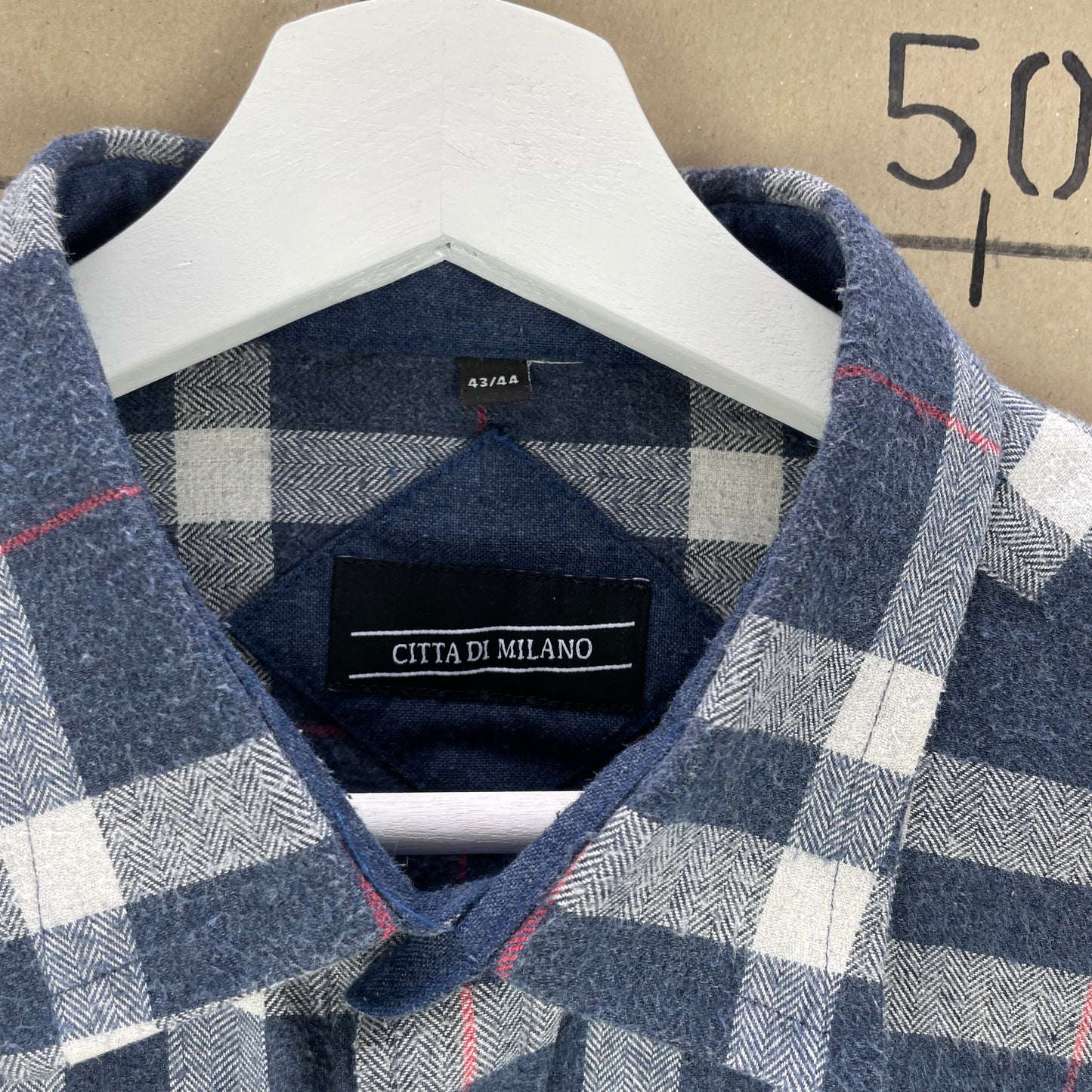 Grå/Hvid Citta Di Milano Skjorte I Børstet Flannel – Klassisk Tern, Blød Kvalitet, Regular Fit