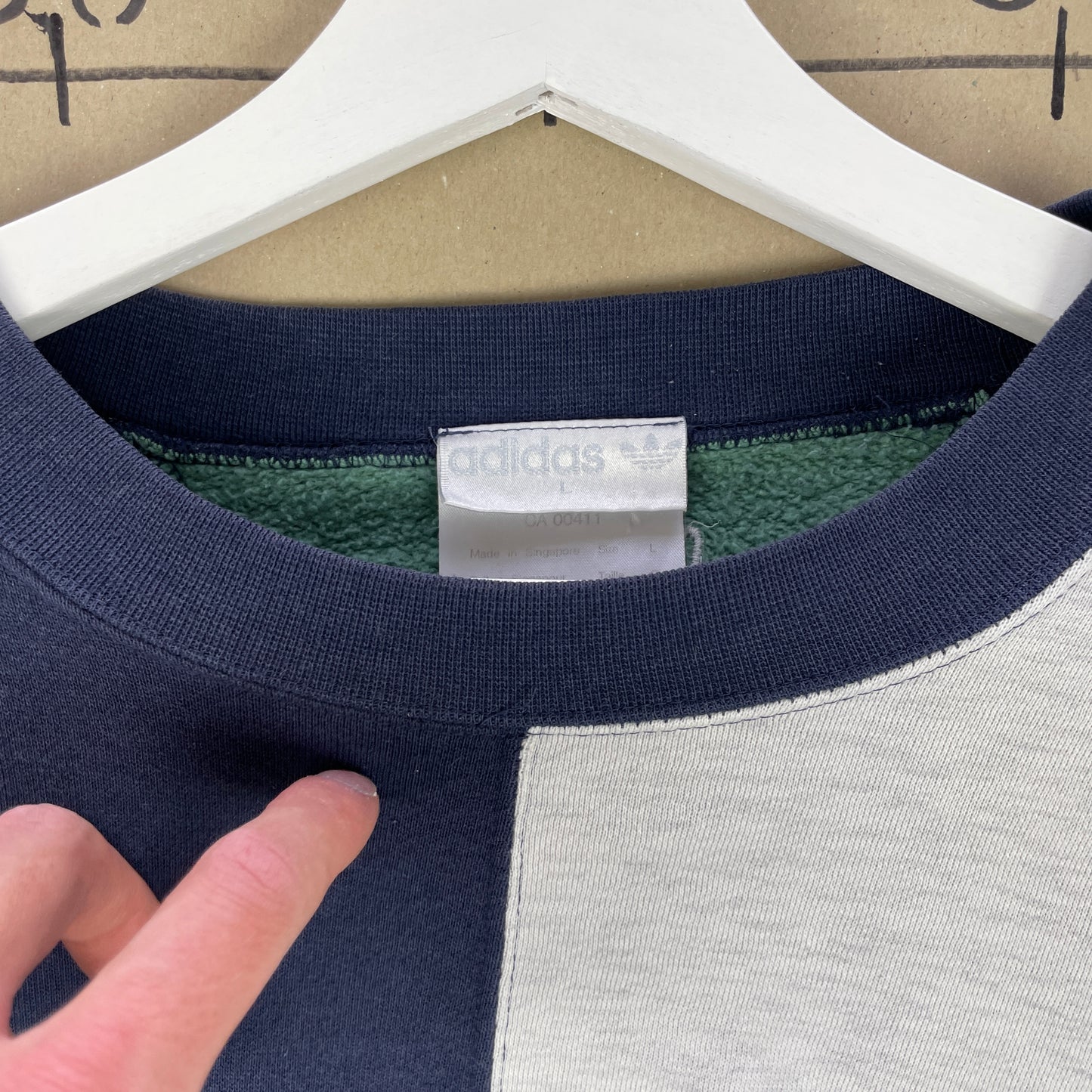 Vintage Navy Og Grå Adidas Sweatshirt – Unikt Delt Design