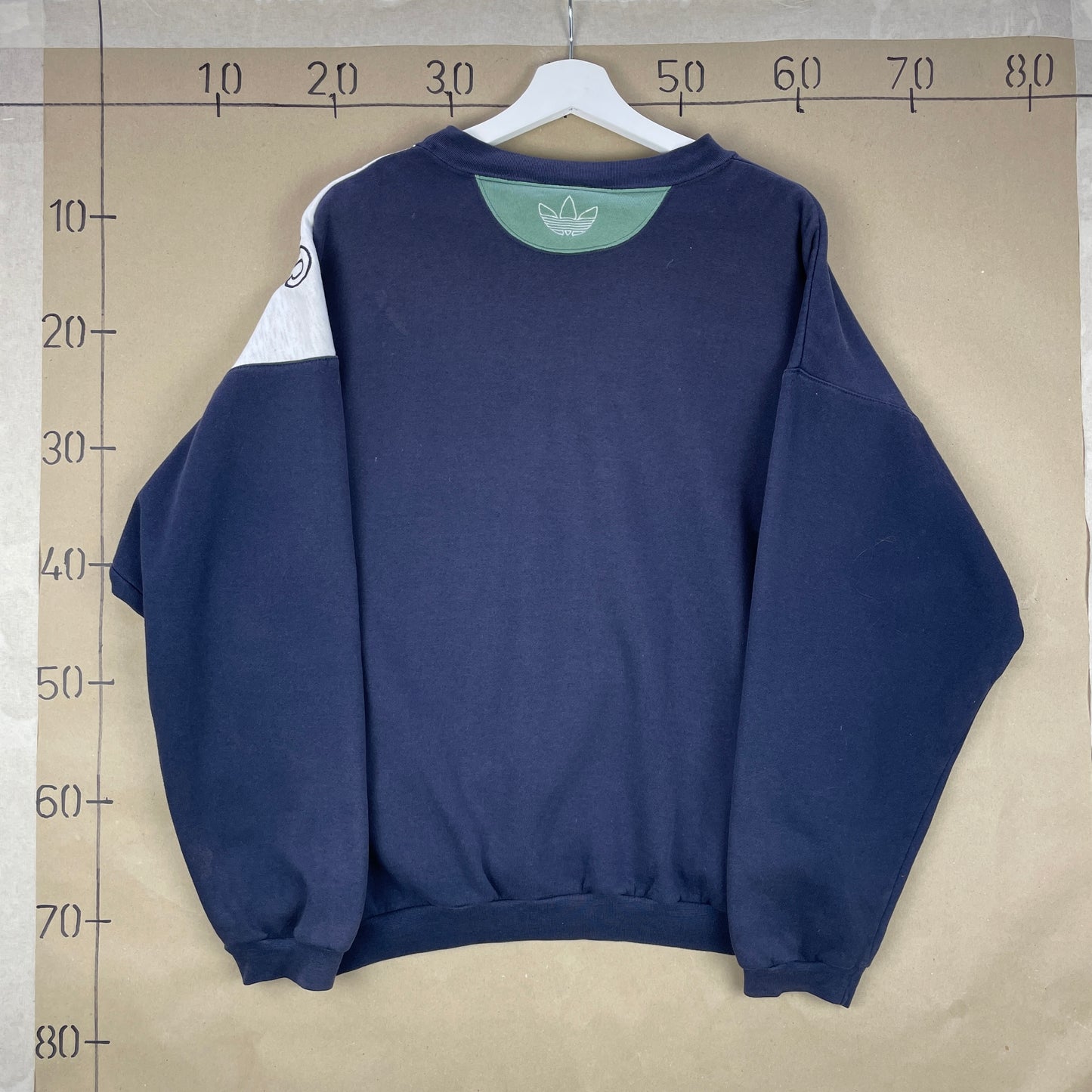 Vintage Navy Og Grå Adidas Sweatshirt – Unikt Delt Design