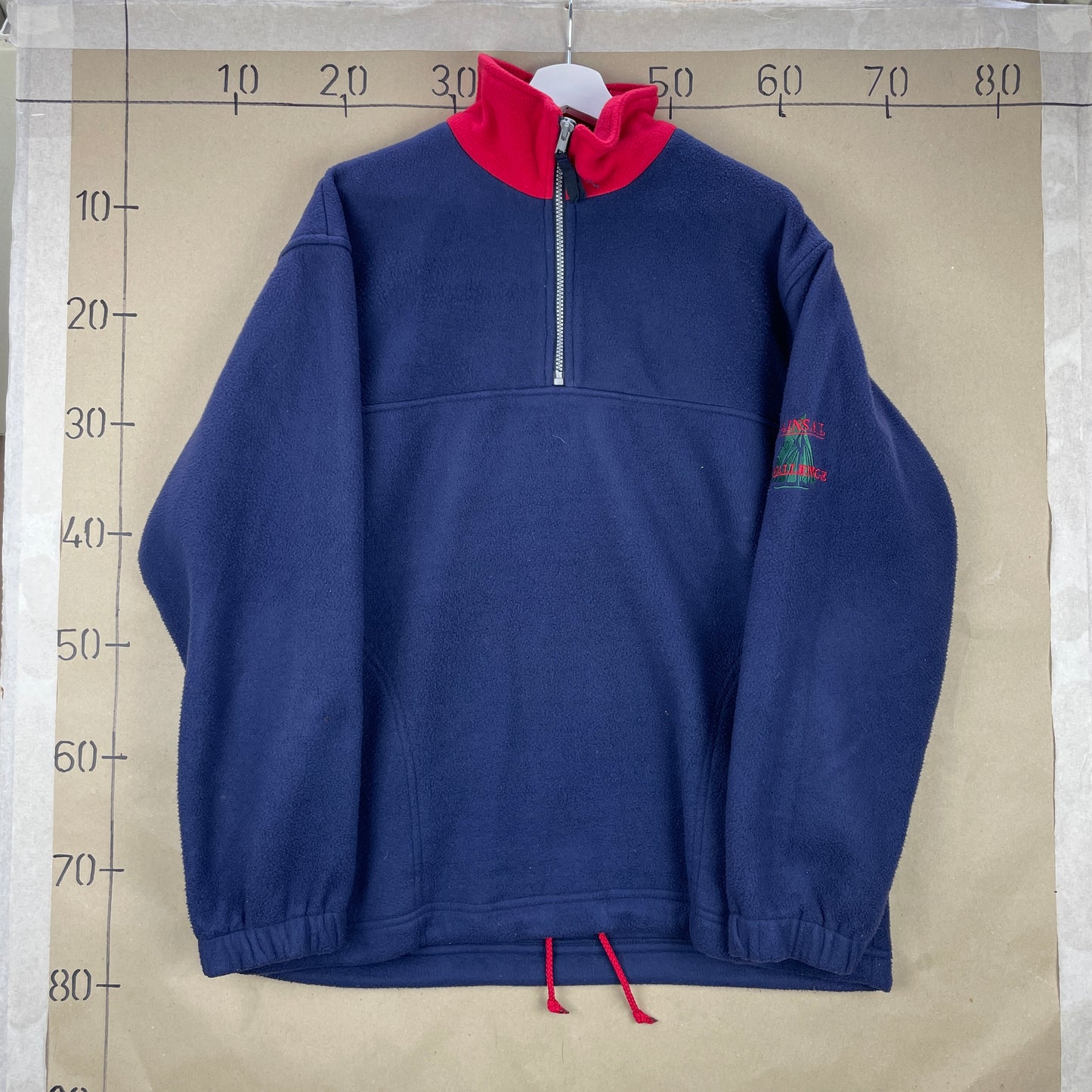 Vintage Navy Og Rød Mainsail Fleece – Outdoor-Inspireret 90er Stil
