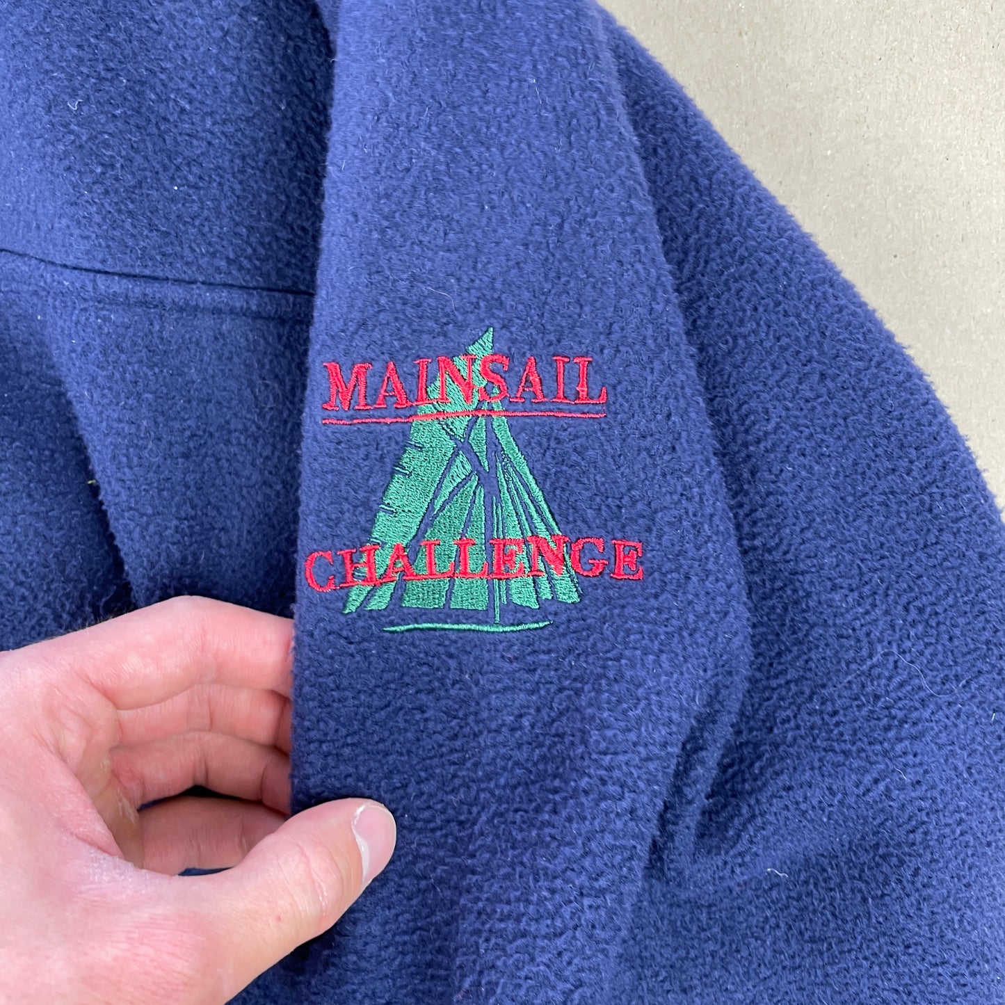 Vintage Navy Og Rød Mainsail Fleece – Outdoor-Inspireret 90er Stil