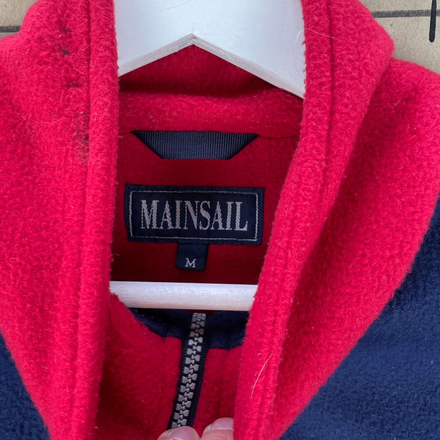 Vintage Navy Og Rød Mainsail Fleece – Outdoor-Inspireret 90er Stil