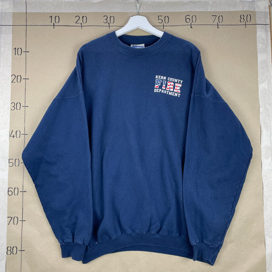 Navy Blå Hanes Kern County Fire Sweatshirt – Amerikansk Vintage Look