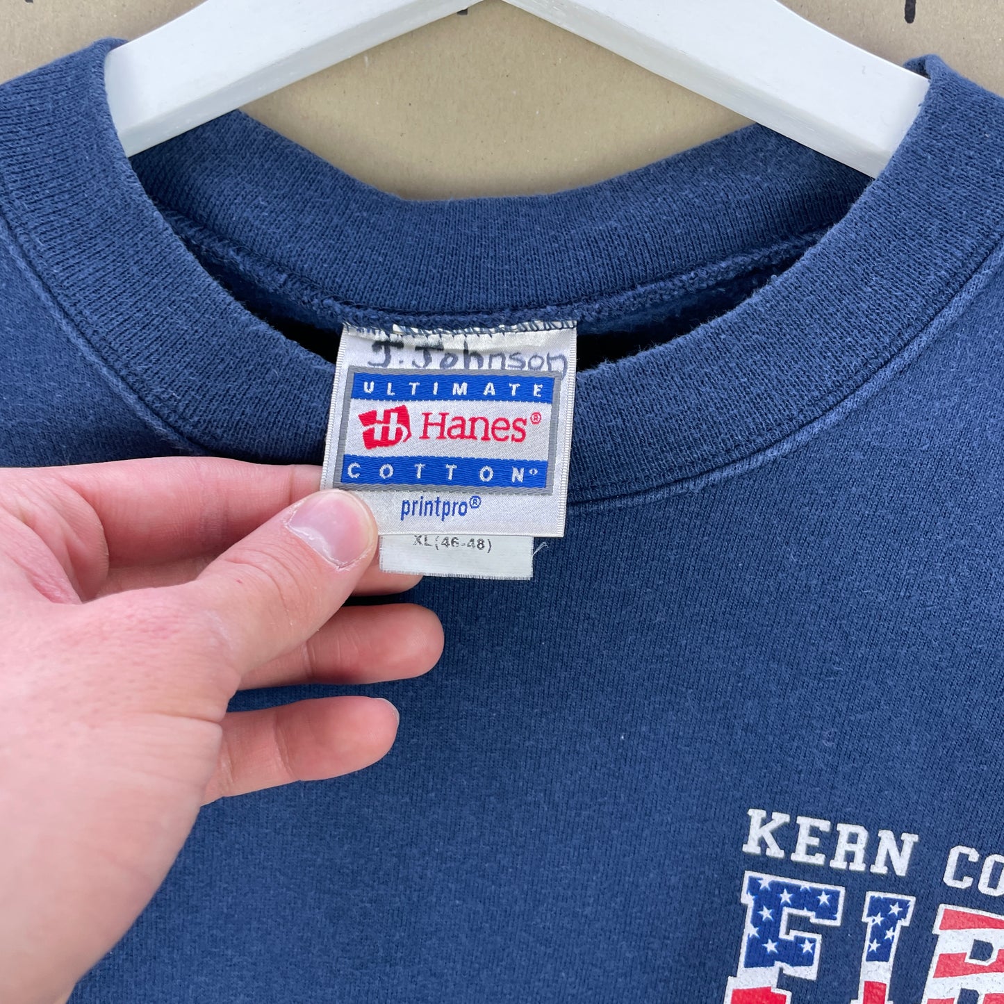 Navy Blå Hanes Kern County Fire Sweatshirt – Amerikansk Vintage Look