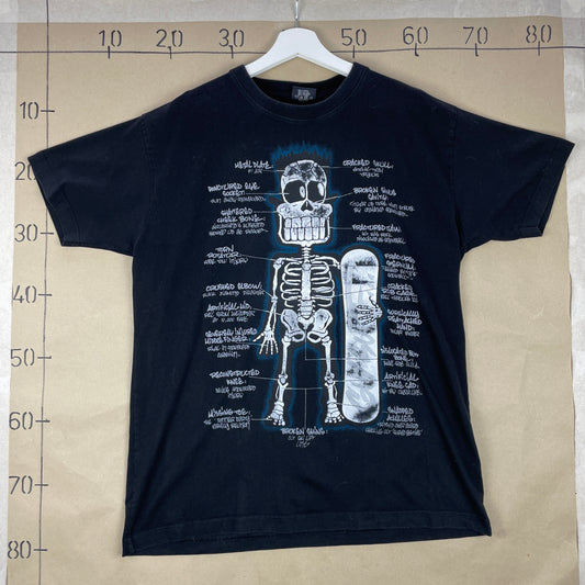 Sort Spirit Skeleton Snowboard T-Shirt – Hardcore Snowboarder Grafik
