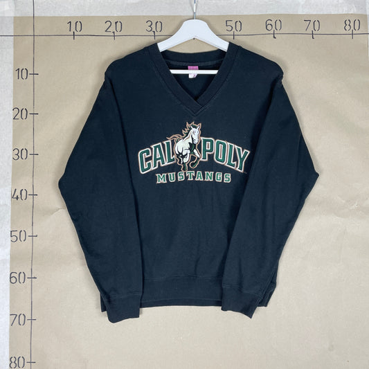 Sort Vintage Cal Poly Mustangs V-Neck Sweatshirt
