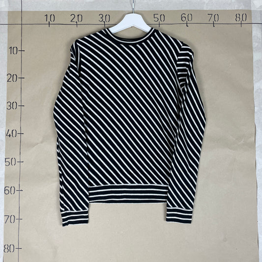 Sort/Hvid Mads Nørgaard Diagonal Striped Crewneck