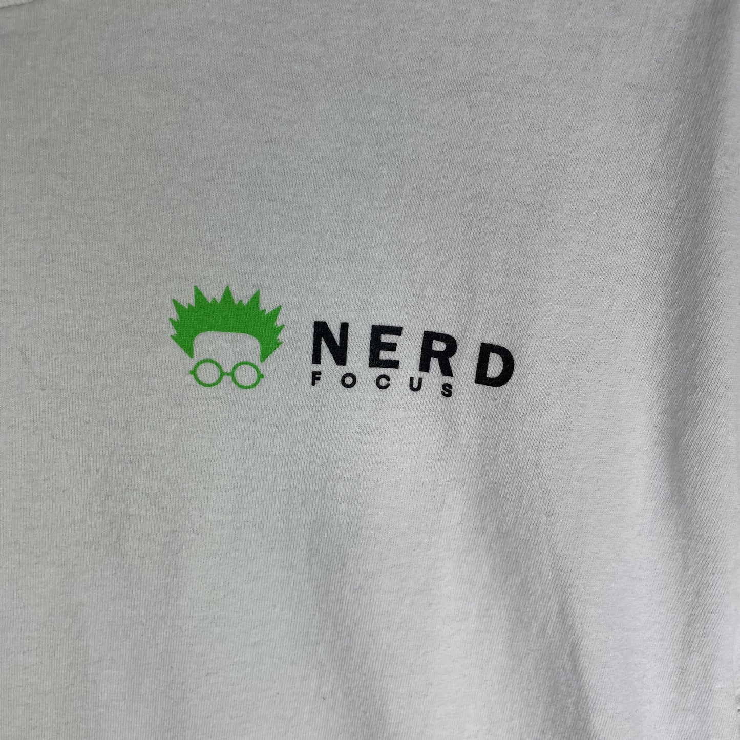 Hvid Vintage Nerd Focus T-Shirt Med Front- Og Rygprint