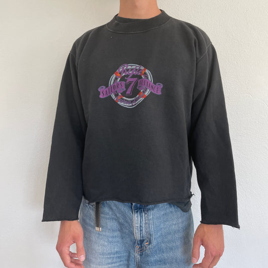 Sort, Lilla & Rød Vintage Cropped "Emo Goth" Sweat