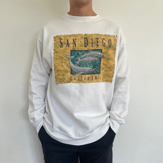 Hvid Vintage "San Diego California" Sweatshirt