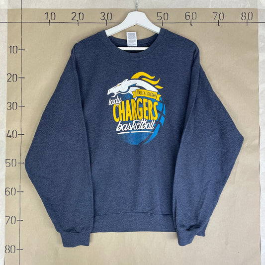Blå Vintage Valley Lutheran Lady Chargers Basketball Sweatshirt