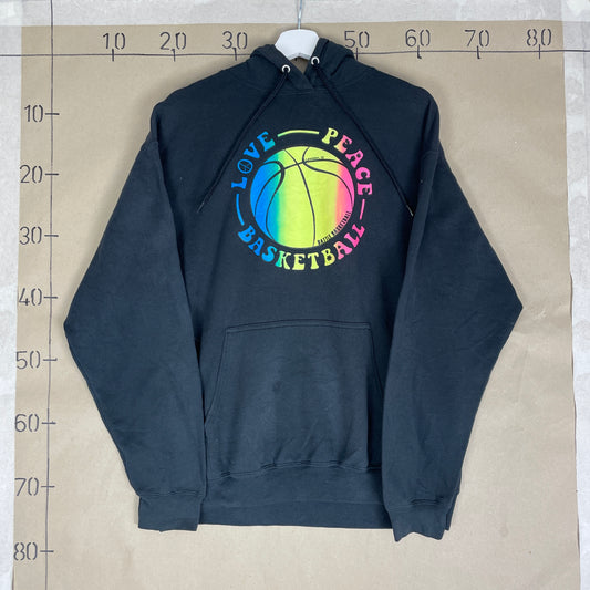 Sort Vintage Love Peace Basketball Hoodie