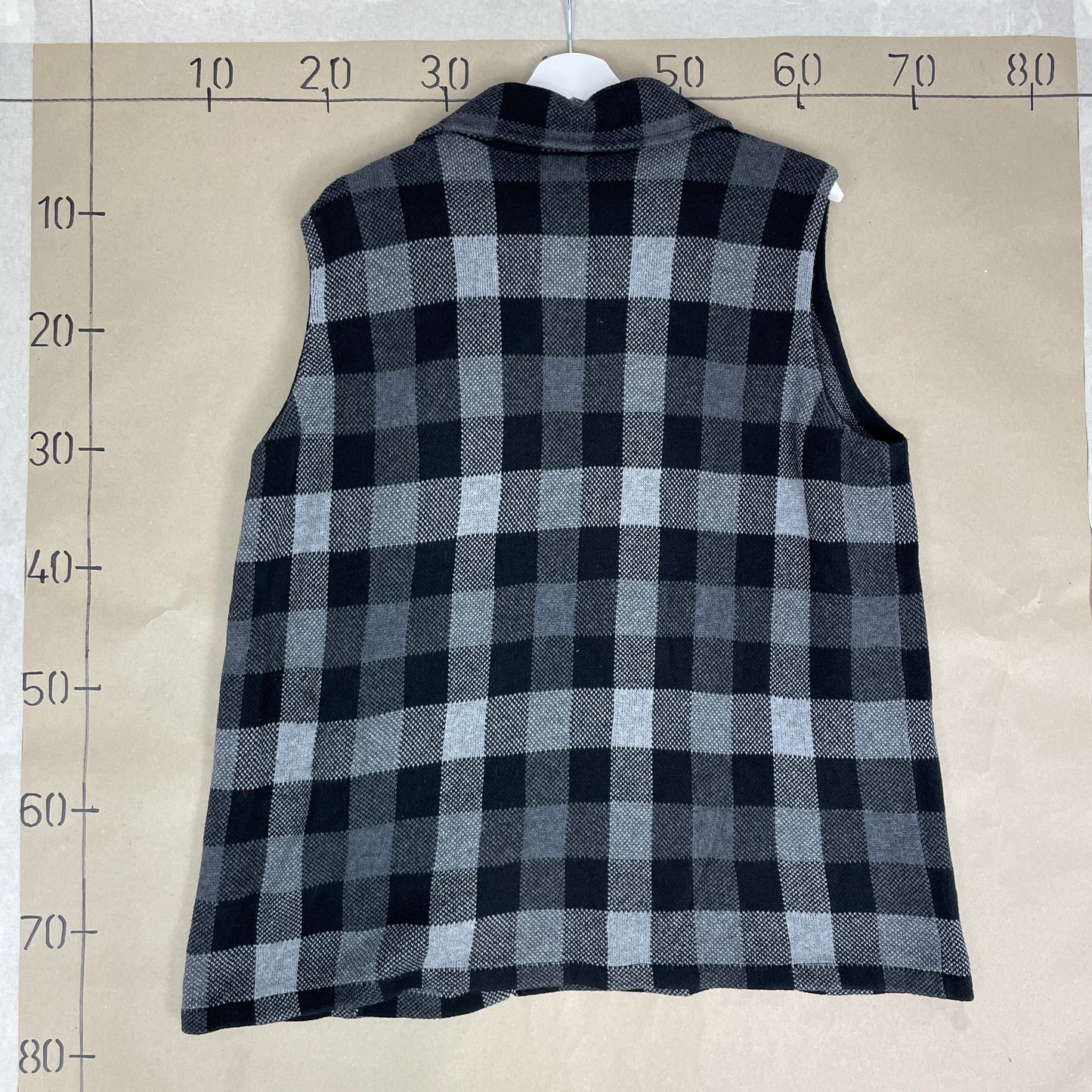 Sort Og Grå Ternet Chaps Vest Med Lynlås