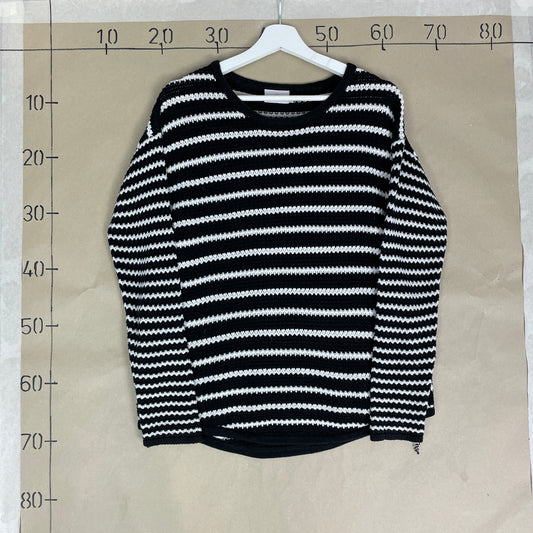 Sort Og Hvid Vintage Kaffe Stribet Strik Sweater