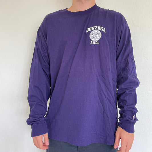 Langærmet Lilla Vintage Champion "Gonzaga" T-Shirt