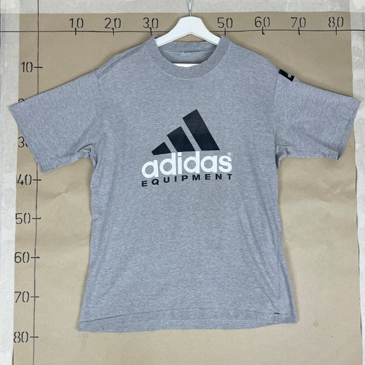 Grå Vintage Adidas Equipment T-Shirt Med Frontlogo