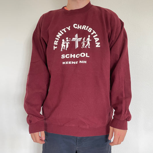 Vintage Bourdeaux Rød "Trinity School" Sweatshirt