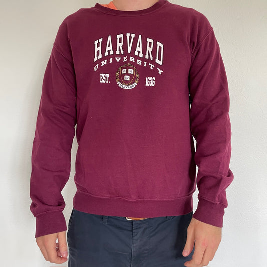 Vintage Bordeaux Rød "Havard Universitet" Sweatshirt