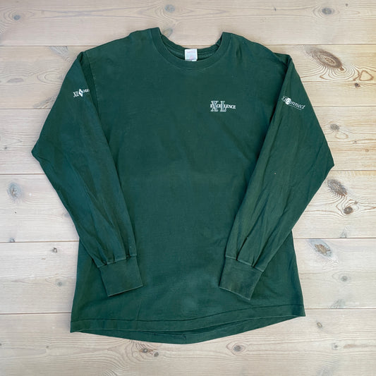 Mørkegrøn Vintage Longsleeve Med Broderede Logos – XL Source / XL Connect