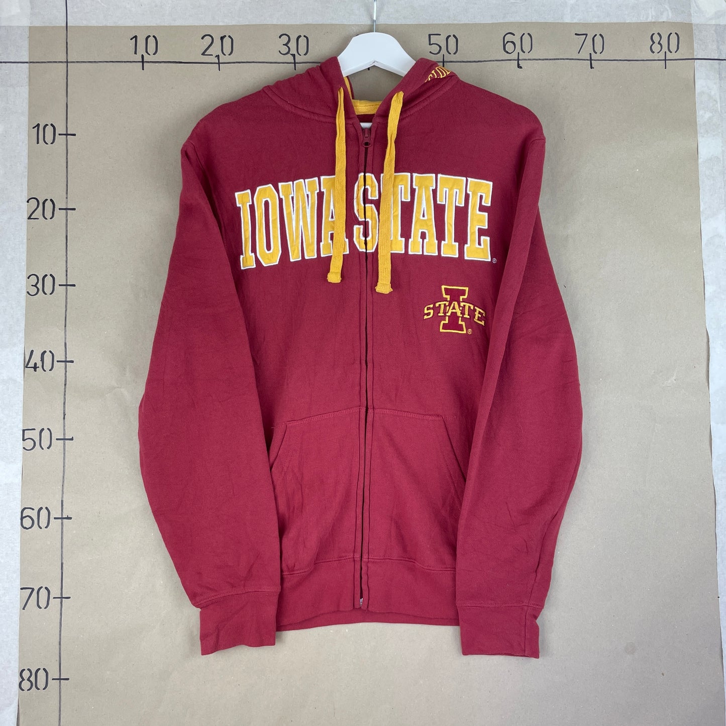 Bordeaux Vintage Iowa State Zip Hoodie Med Frontprint Og Broderet Logo
